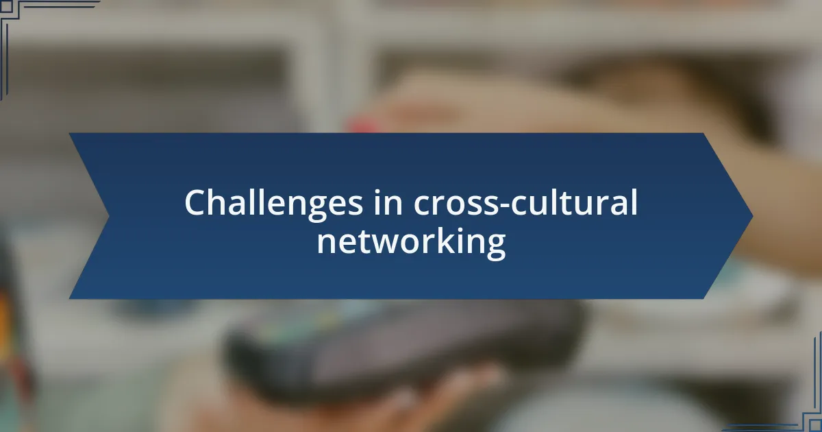 Challenges in cross-cultural networking