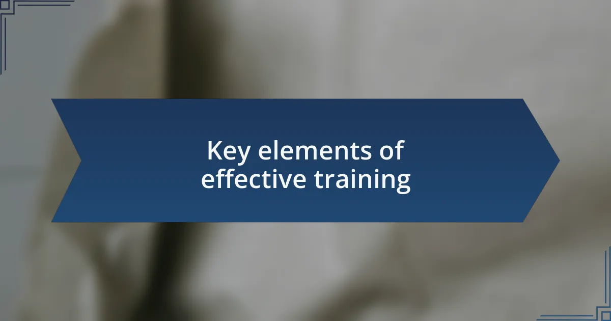 Key elements of effective training