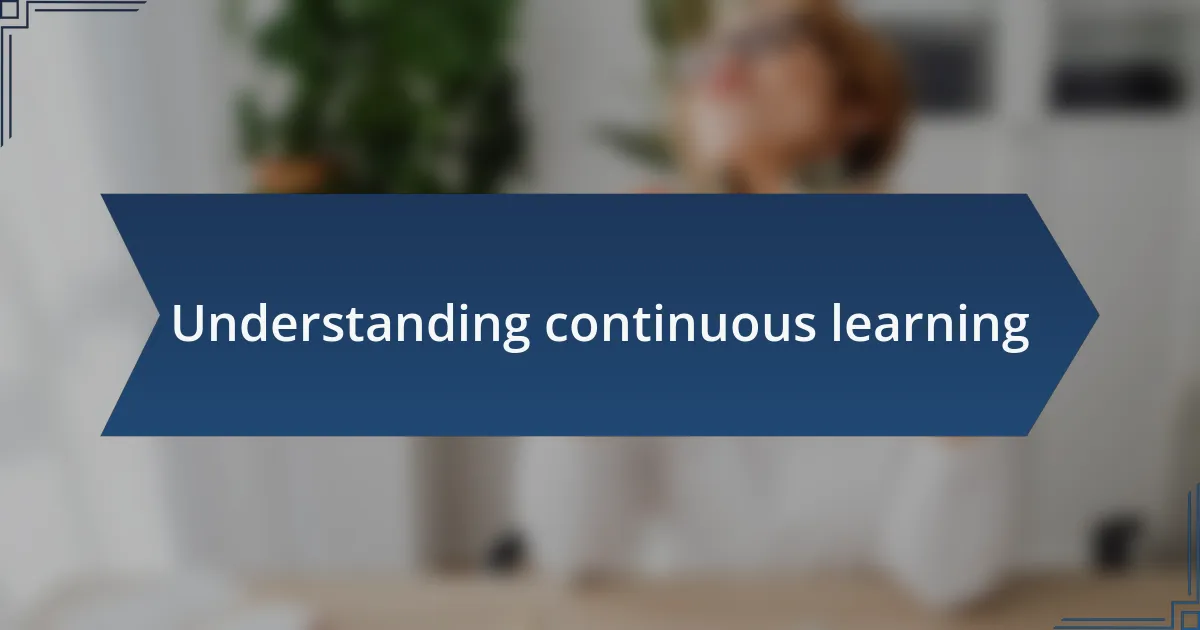Understanding continuous learning